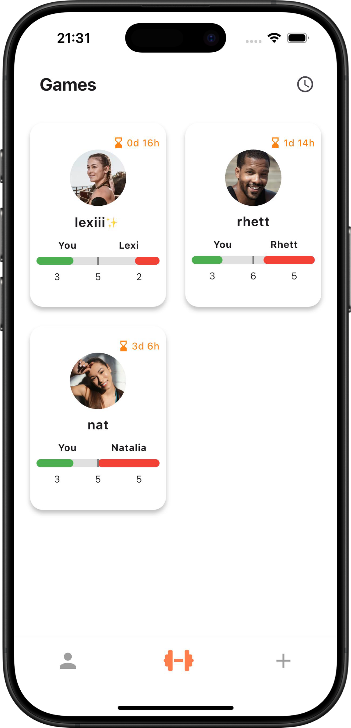 Screenshot of the fitness motivation app